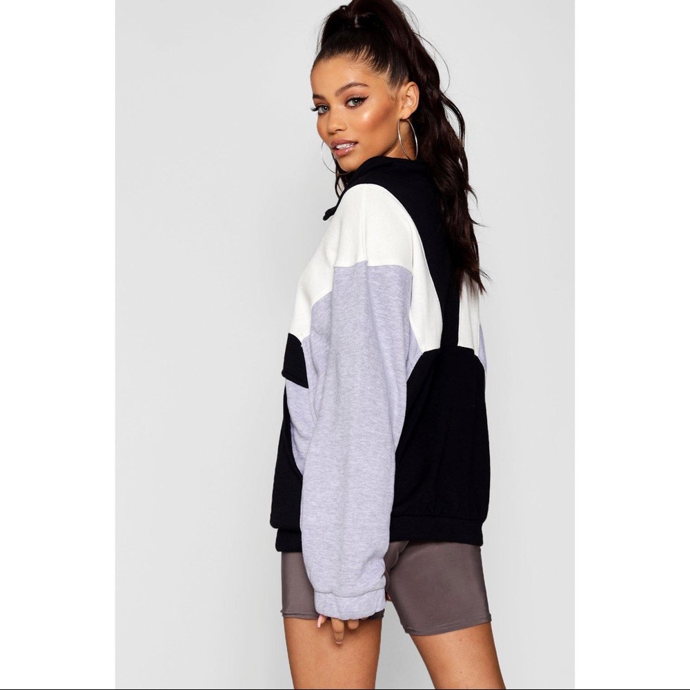 Color Block Zip Pull Sweater - Picture 2 of 5